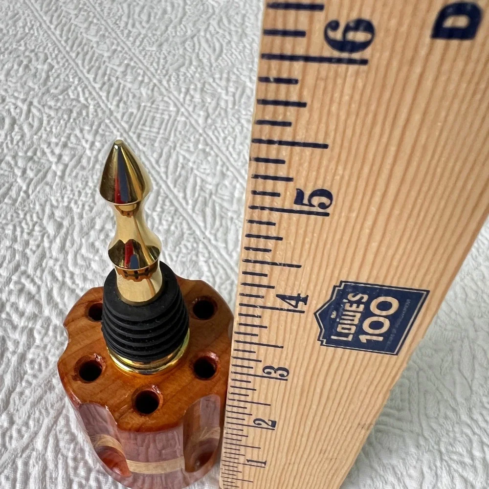 Remington Bullet Casing Revolver Cylinder Wine Stopper Wood Gold Western Decor